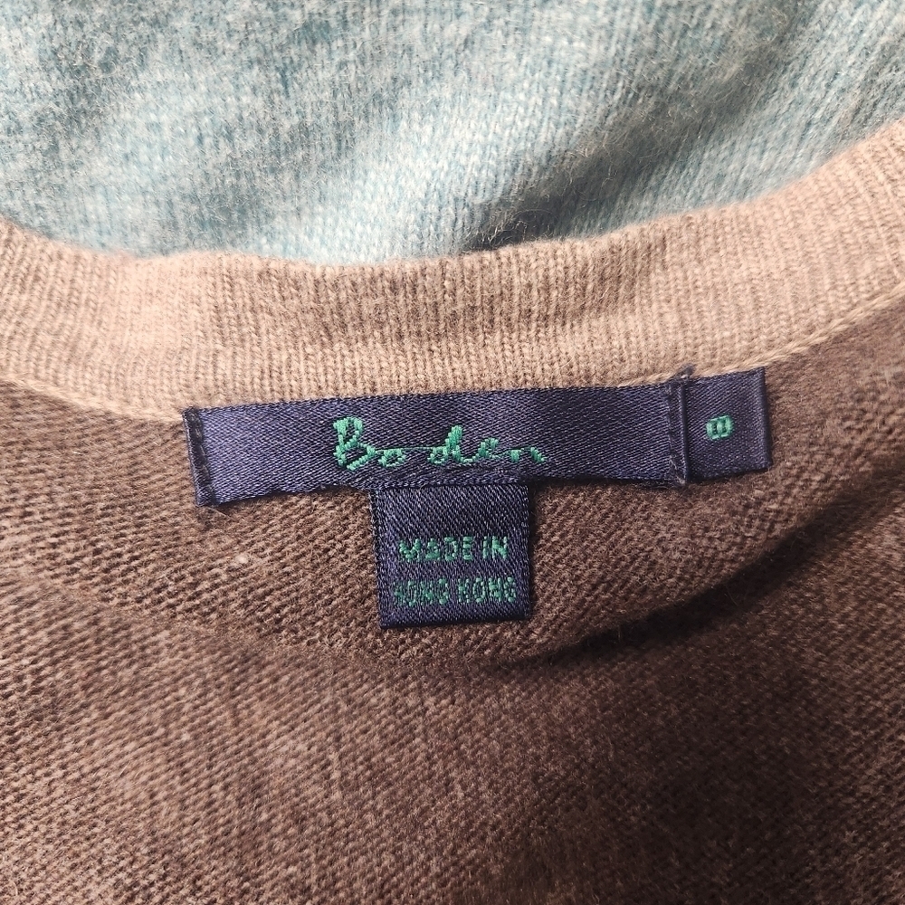 Boden Wool Blend Tunic Sweater Aqua Brown Sz. M - Picture 3 of 8